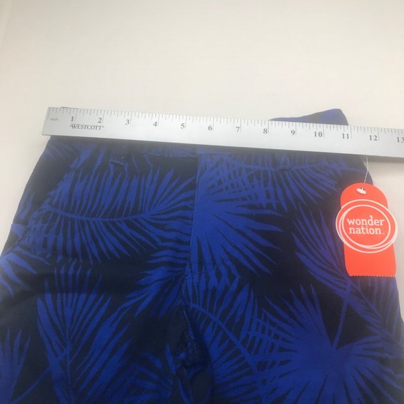 Wonder Nation Boy's Size 6 Adjustable Waist Flat Front Short Blue Palm Leaf New - Picture 8 of 13
